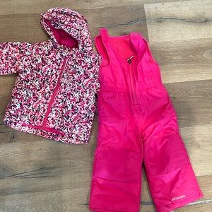 Columbia jacket and snow pants worn once size 2t